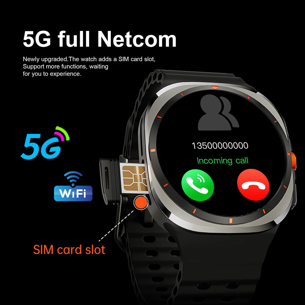 U8 Ultra 5G SIM Card WiFi Smartwatch GPS Positioning Compass 3GB+32GB Smart Watch Men HD 180°Rotating Camera Sport Smart Watch