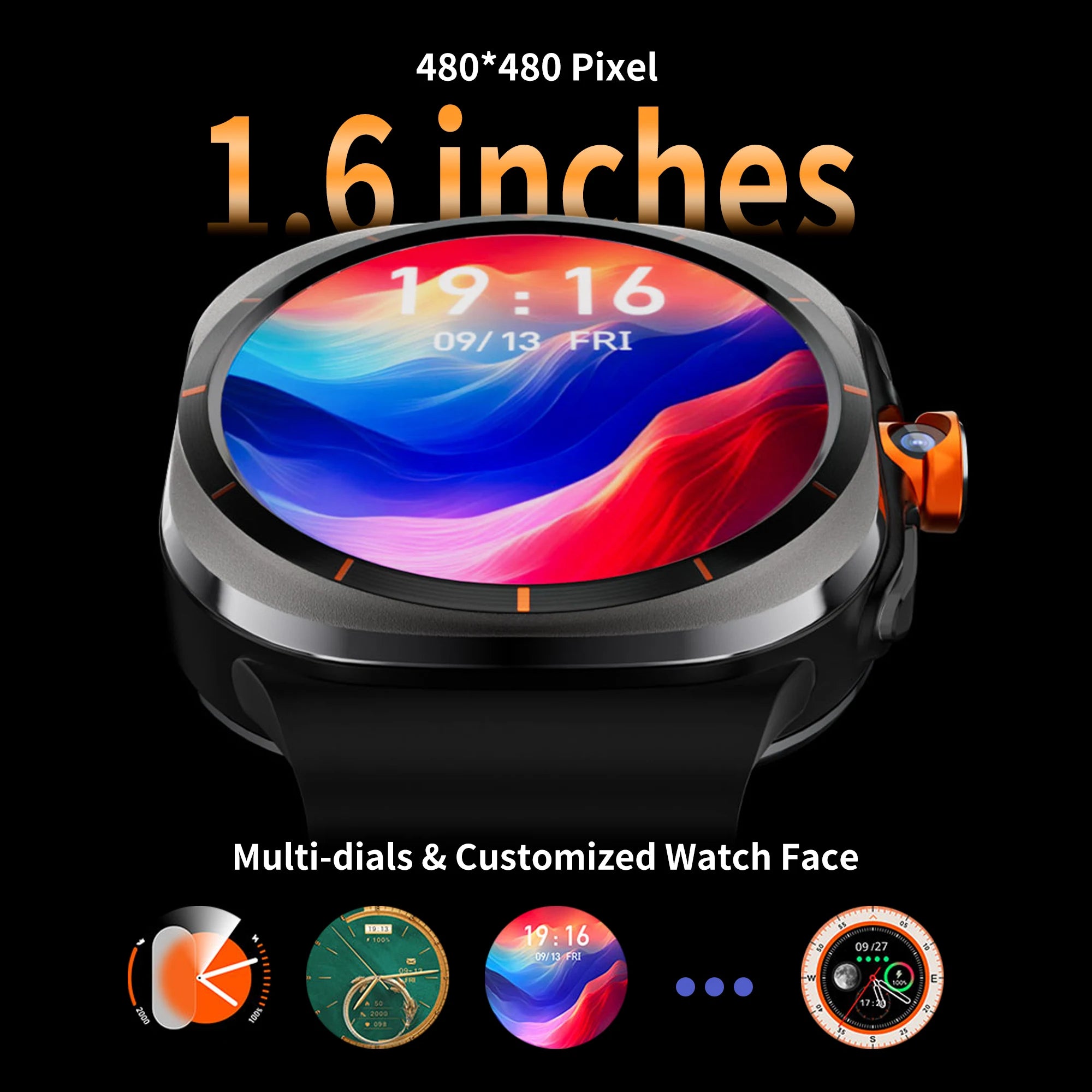 U8 Ultra 5G SIM Card WiFi Smartwatch GPS Positioning Compass 3GB+32GB Smart Watch Men HD 180°Rotating Camera Sport Smart Watch
